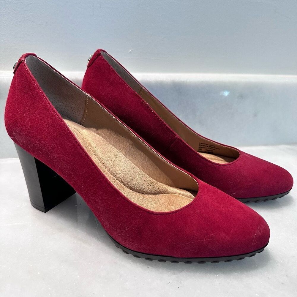 Giani Bernini Memory Foam Tavetti Pumps Dark Red Suede Shoes Size 6.5M